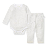 Burt's Bees Organic Baby Bodysuit Set Green Slub Stripe