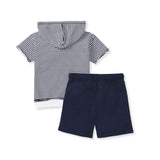Burt's Bees Organic Baby Boy Hooded Top & Shorts Set Classic Stripe