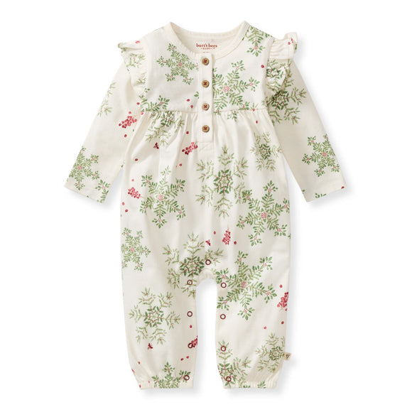 Burt's Bees Organic Baby Girl Holiday Snowflakes Jumpsuit