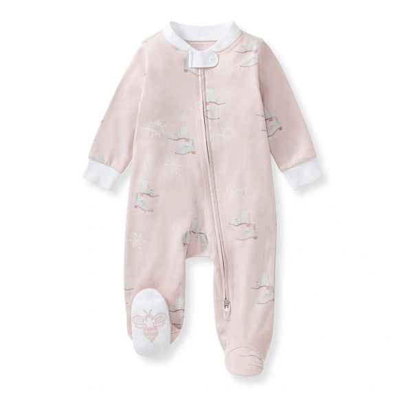 Burt's Bees Organic Baby One-Piece Sleeper Ice Skates