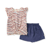 Burt's Bees Organic Festive Pattern Girl Tee & Shorts Set