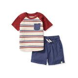 Burt's Bees Organic Baby USA Stripe Boy Tee & Shorts Set