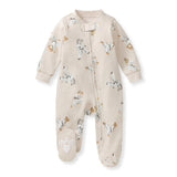 Burt's Bees Organic Baby One-Piece Sleeper Karate Creatures Beige