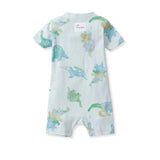 Burt's Bees Organic Baby Sleeper Romper Watercolor Dinos Rain