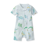 Burt's Bees Organic Baby Sleeper Romper Watercolor Dinos Rain