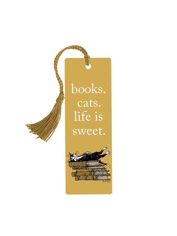 Out of Print Bookmark: Books. Cats. Life is Sweet