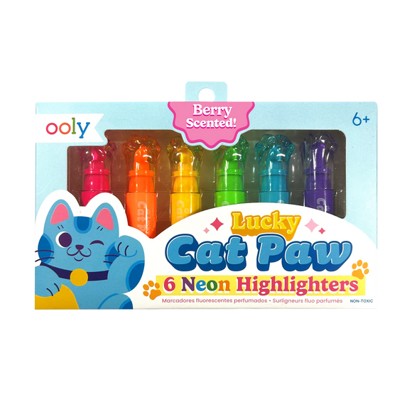 Ooly Lucky Cat Paw: Neon Highlighters - Berry Scent (Set of 6)
