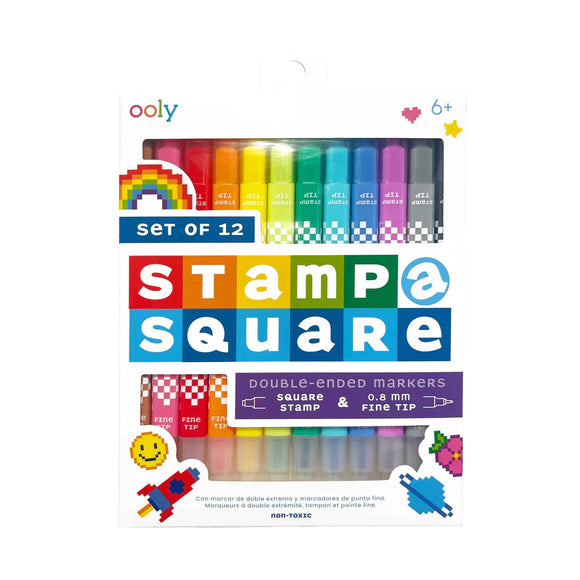 Ooly Stamp-A-Square Double Ended Markers - Set of 12