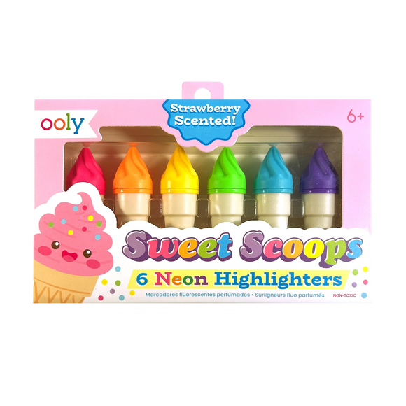 Ooly Sweet Scoops: Neon Highlighters - Strawberry Scent (Set of 6)