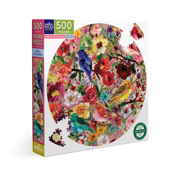 eeBoo 500 Piece Round Puzzle Birds & Blossoms