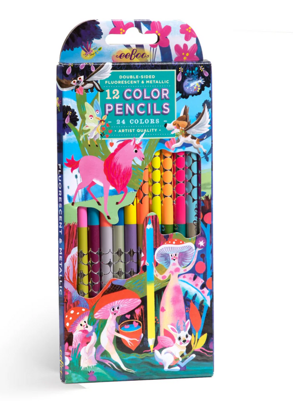 eeBoo Double-Sided Color Pencils 12 Piece Magical Creatures