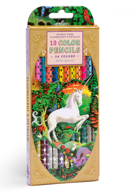 eeBoo Double-Sided Color Pencils 12 Piece Unicorn Garden