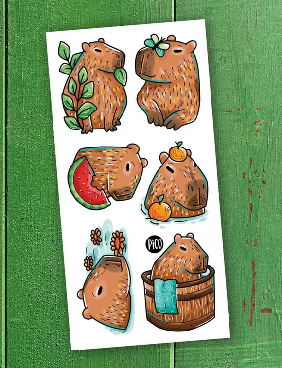 Pico Temporary Tattoos: Peaceful Capybaras