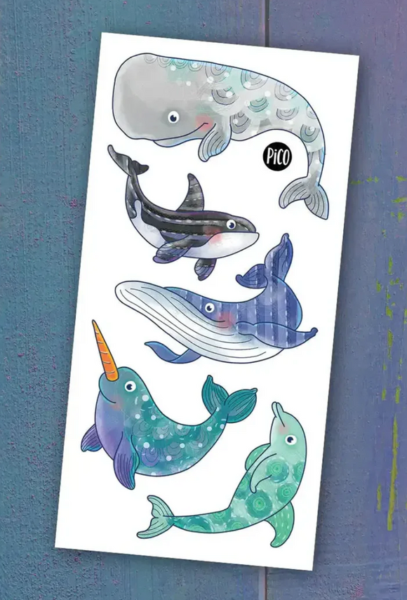 Pico Temporary Tattoos: Friendly Whales