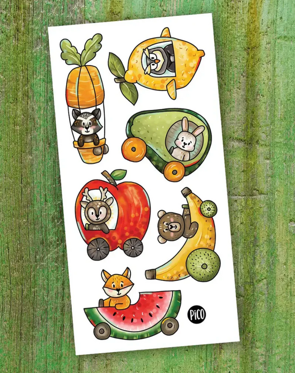 Pico Temporary Tattoos: Fruity Vehicles