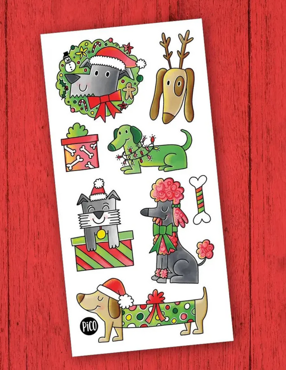 Pico Temporary Tattoos: Dogs of Christmas