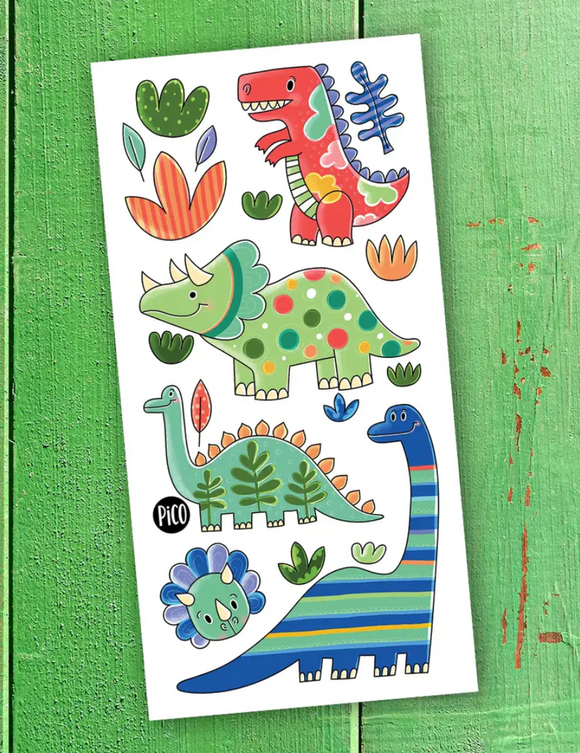 Pico Temporary Tattoos: Colorful Dinos