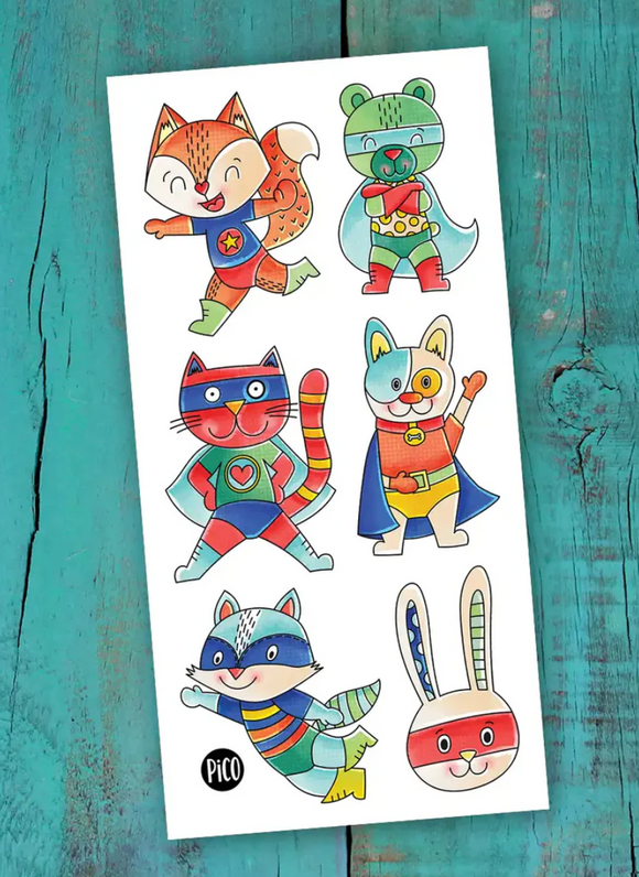 Pico Temporary Tattoos: Animal Superheros