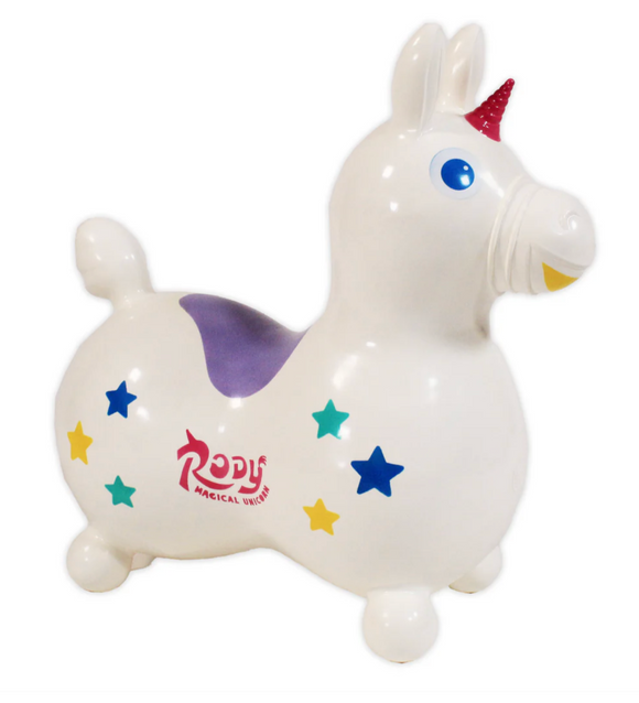 Rody Inflatable Magical Unicorn With Pump: White