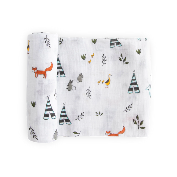 Little Unicorn® Cotton Muslin Swaddle Blanket: Forest Friends
