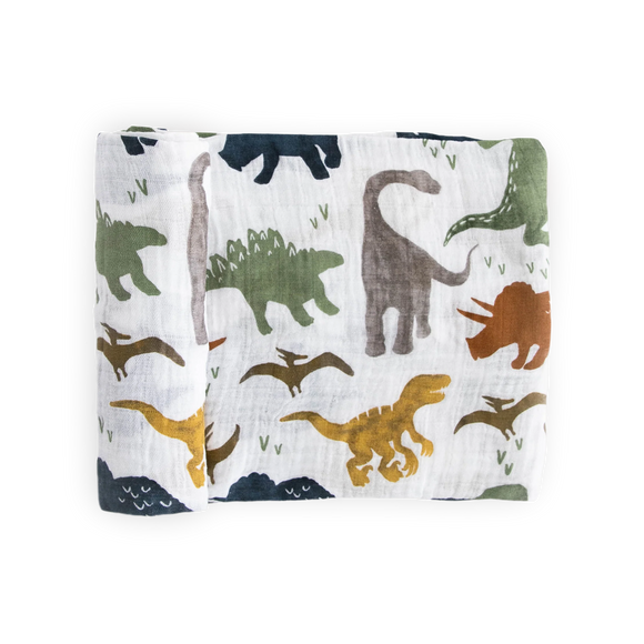 Little Unicorn® Cotton Muslin Swaddle Blanket: Dino Friends