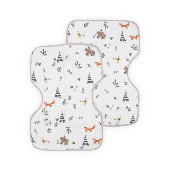 Little Unicorn® Cotton Muslin Burp Cloth 2 Pack: Forest Friends