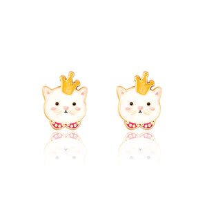 Girl Nation Kitty Princess Cutie Enamel Stud Earrings