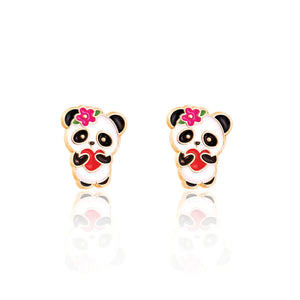 Girl Nation Panda Love Cutie Enamel Stud Earrings