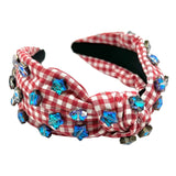 Mavi Bandz Americana Gingham Jewel Star Rhinestone Patriotic Headband