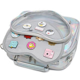 Mavi Bandz Laser Silver Clear Heart Backpack Crossbody Bag