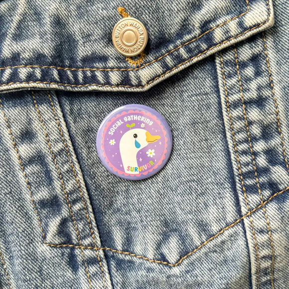 Button Pin: Social Gathering Survivor