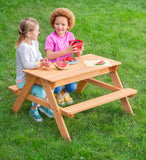 HearthSong Wooden 2-in-1 Picnic Table Sensory Play Station