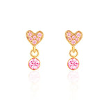 Girl Nation Little Luxe Drop Earrings: Heart with Pink Cubic Zirconia
