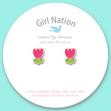 Girl Nation Tiny Tulip Cutie Enamel Stud Earrings