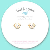 Girl Nation Lovely Lamb Cutie Enamel Stud Earrings