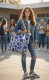 Mavi Bandz Market Shopping Tote: Maia Blue Floral