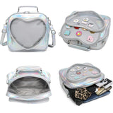 Mavi Bandz Laser Silver Clear Heart Backpack Crossbody Bag