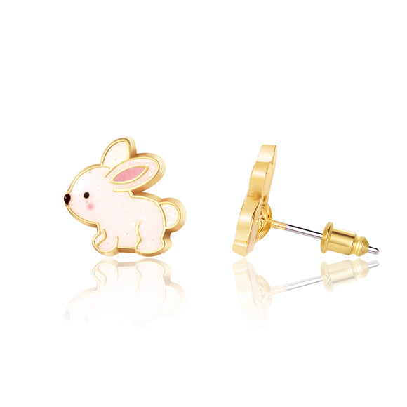 Girl Nation Pink Bunny Cutie Enamel Stud Earrings