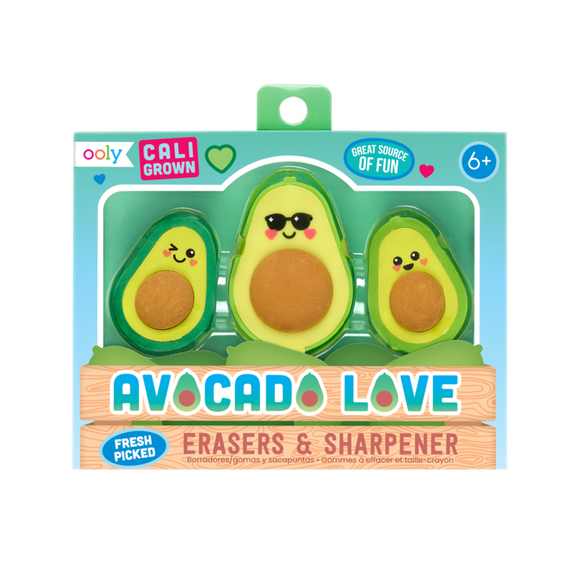 Ooly Avocado Love Eraser and Sharpener Set of 3