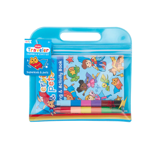 Ooly Mini Traveler Coloring & Activity Kit: Superkids & Pets