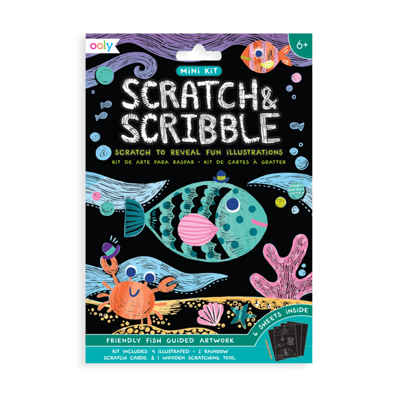 Ooly Scratch & Scribble Mini Scratch Art Kit - Friendly Fish