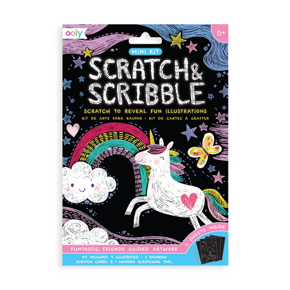 Ooly Scratch & Scribble Mini Scratch Art Kit - Funtastic Friends