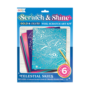 Ooly Scratch & Shine Foil Scratch Foil Scratch Art Kit: Celestial Skies