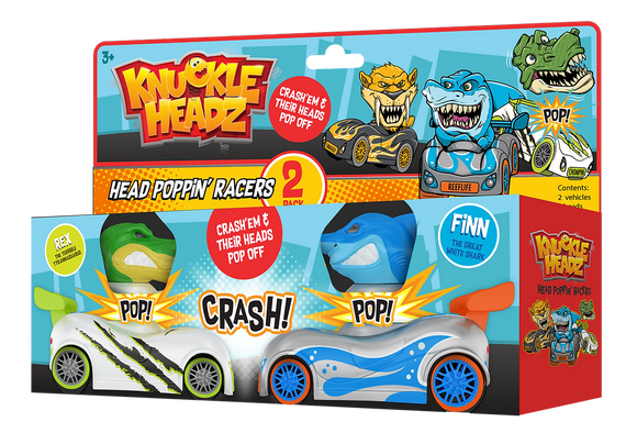 Knuckle-Headz Head Poppin™ Racers 2 Pack: Shark vs. Dino Racers