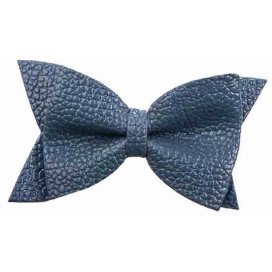 No Slippy Hair Clippy Leather Bow French Blue
