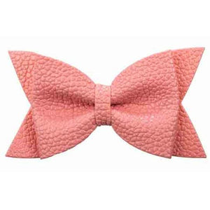 No Slippy Hair Clippy Leather Bow Pink