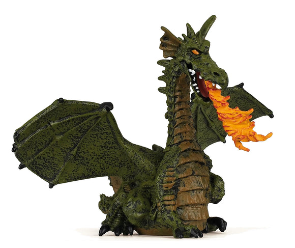 Papo Green Winged Dragon with Flames