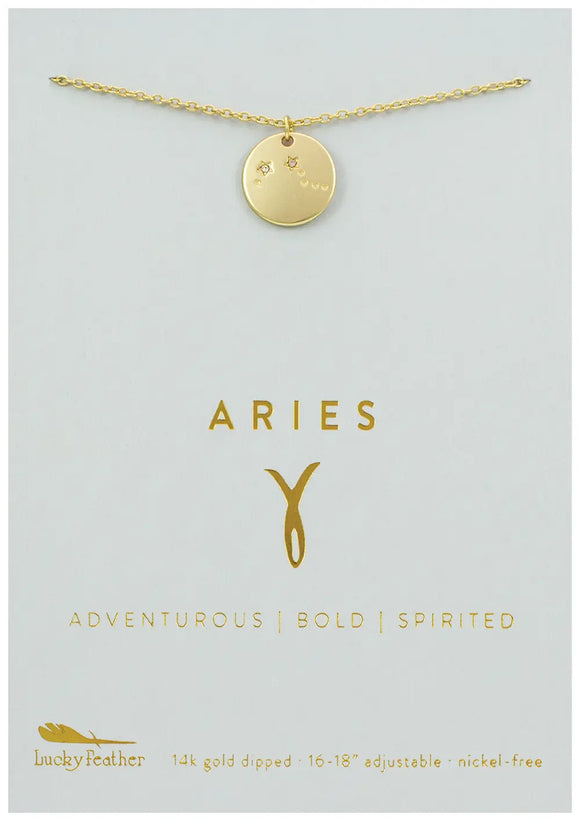 Lucky Feather Zodiac Necklace: Aries
