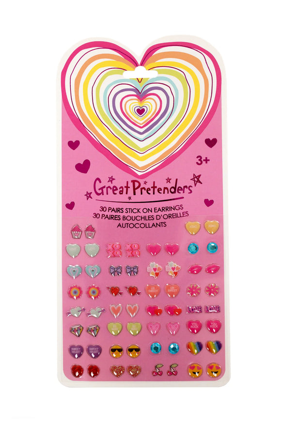 Great Pretenders Heart Sticker Earrings (Pink Card)