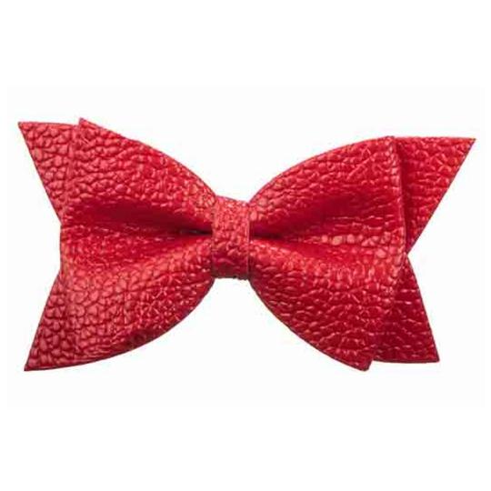 No Slippy Hair Clippy Leather Bow Red